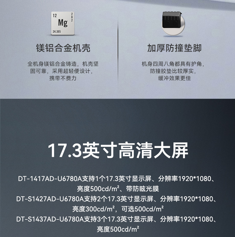 國產(chǎn)兆芯cpu三屏便攜工控機,17.3英寸加固便攜計算機,DT-S1437AD-U6780A.jpg